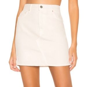 GRLFRND Denim THE BLAIRE Denim Mini Skirt in Larchmont Ivory Sz 26 NWT NEW